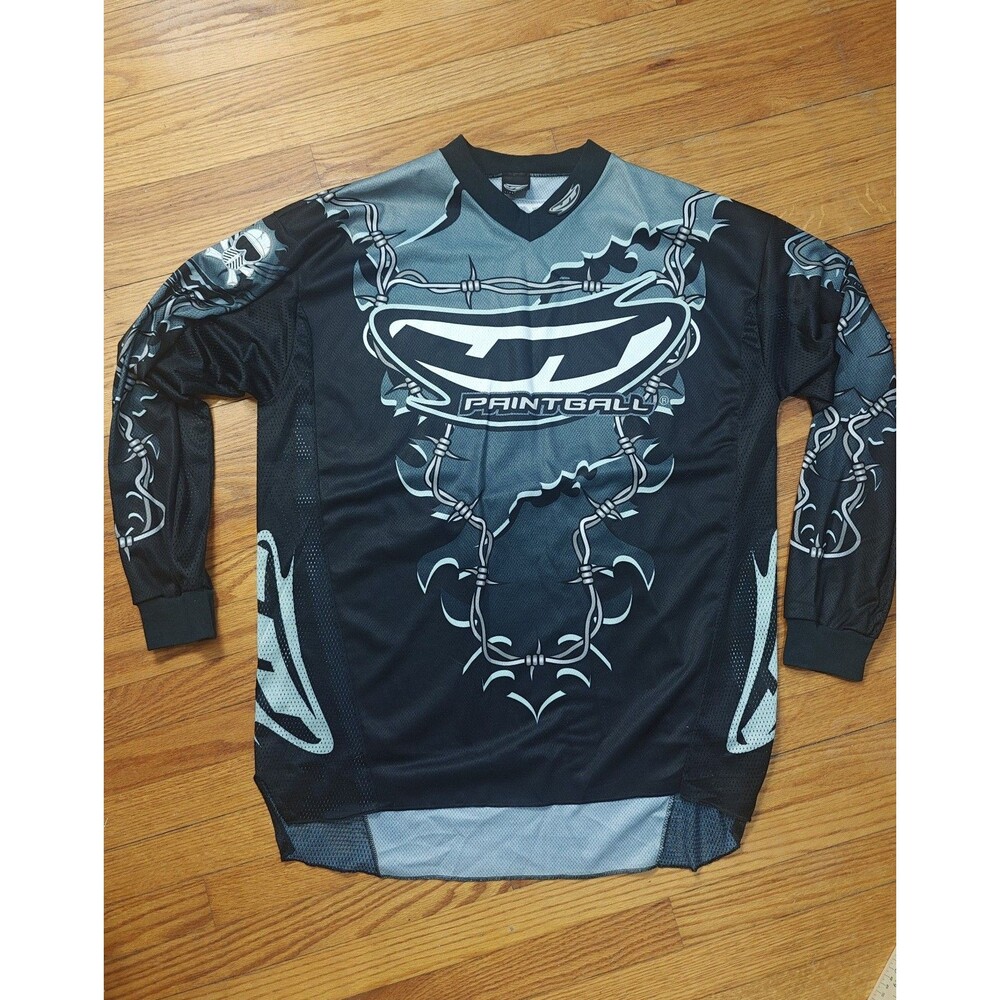 Vintage JT Paintball Jersey Barb Wire Graphic Ace of Spades Size L Y2K